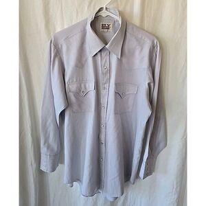 Vintage Ely Cattleman Shirt Mens 16.5/33 Purple Western Pearl‎ Snap Cowboy Rodeo